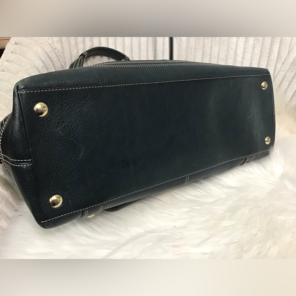 Coach Hamptons Blue Leather Satchel with Gold Accents - Picture 13 of 16